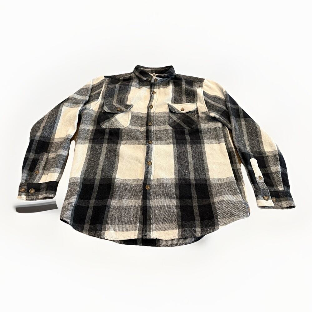 Molokai Surf Co Mens Black White Button Down Flannel Long Sleeve Shirt Size XL